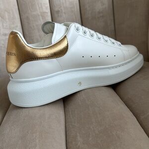 Alexander McQueen Oversized Lace-Up Sneakers in White and Gold